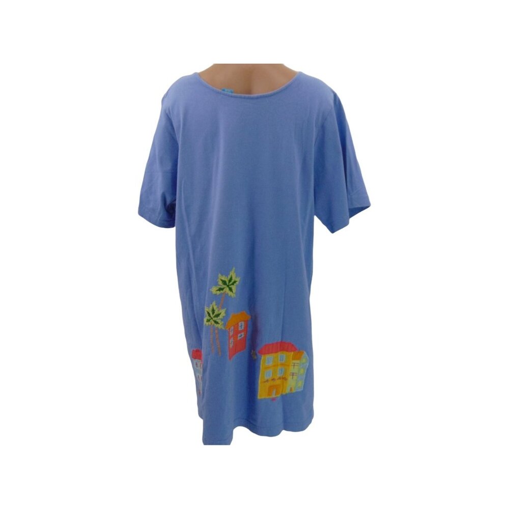 90s Cotton Connection Purple Dress XL Beaded Beach Applique Vacationcore Knit - Picture 5 of 11